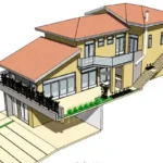 projeto residencial perspectiva 3D fachada lateral sala dormitorio lazer